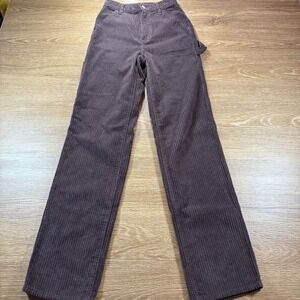 PacSun Women's Corduroy Pants Brown Straight Leg High Rise 32" Inseam Neutral